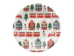 Talerzyki papierowe Świąteczne Miasteczko - 23 cm - 8 szt.