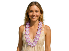 Naszyjnik hawajski fioletowo-biały - 90 cm - 1 szt.