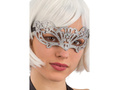 Brokatowa maska karnawałowa srebrna - 1 szt.