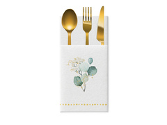 Kieszonki na sztućce z listkami - 40 cm - 25 szt.