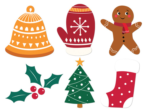 Dekoracja dwustronna na święta Bożego Narodzenia - 12 szt.