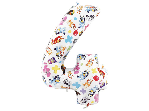 Balon foliowy cyfra 4 Bluey - 52x72 cm - 1 szt.
