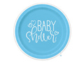 Talerzyki papierowe na baby shower błękitne - 23 cm - 8 szt.