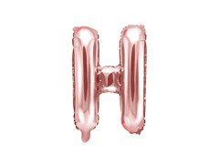 Balon foliowy litera "H" różowo-złota - 35 cm