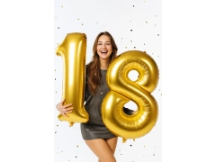 Balony foliowe cyfra 18 złote - 86 cm - 2 szt.