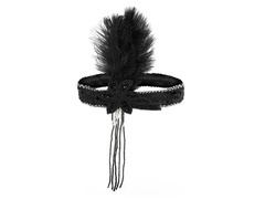 Opaska lata 20 Retro czarno-srebrna - 1 szt.