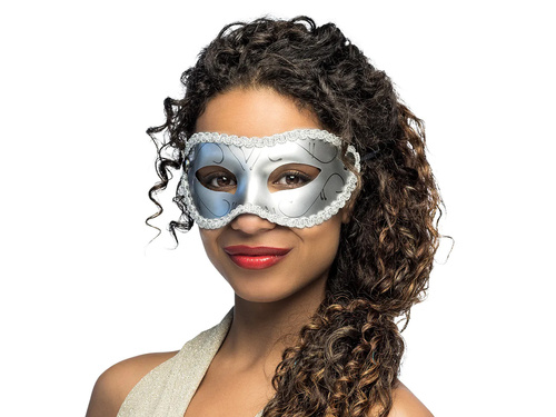 Maska karnawałowa srebrna - 1 szt.