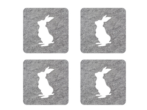 Podstawka kwadratowa pod kubek - Zajączek - 10 cm - 4 szt.