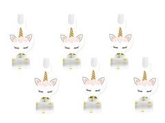 Gwizdki trąbki rozwijane piękny jednorożec - 6 szt