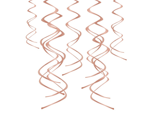 Dekoracja wisząca świderki różowe złoto - 60 cm - 5 szt.