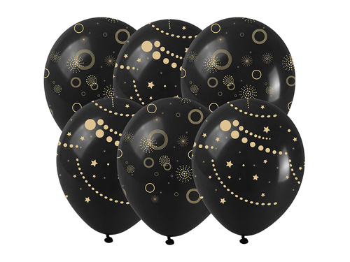 Balony lateksowe ze złotym nadrukiem - 25 cm - 6 szt.