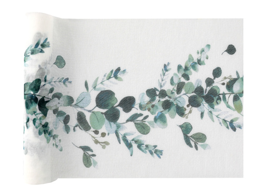 Dekoracja bieżnik na stół z listkami eukaliptusa - 26 cm x 3 m - 1 szt.