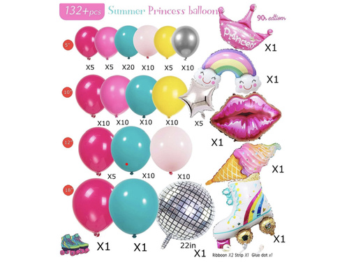 Zestaw balonów do girlandy Princess - 132 szt.