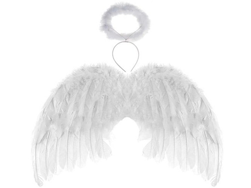 Skrzydła anioła białe z aureolką - 48 x 28 cm