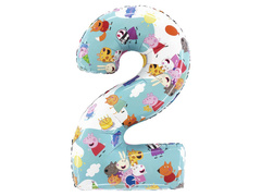 Balon foliowy cyfra 2 Świnka Peppa - 53x71 cm - 1 szt.