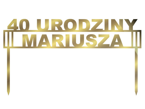 Topper z lustrzanej pleksi złoty na tort personalizowany