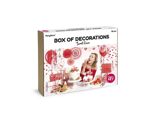 Party Box - Imprezowe Pudełko - Zestaw dekoracji na urodziny Sweet Love