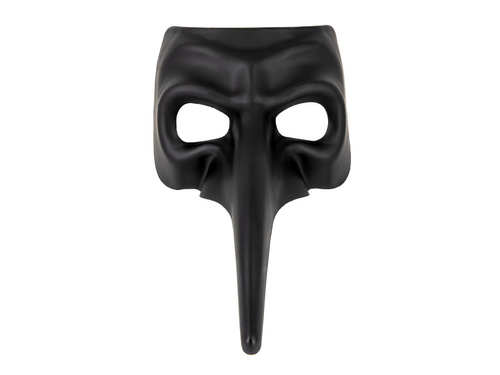 Maska karnawałowa z długim nosem - czarna - 1 szt.