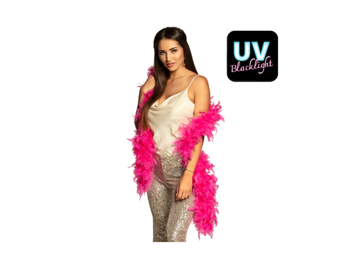 Szal BOA z piór - różowy UV - 180 cm