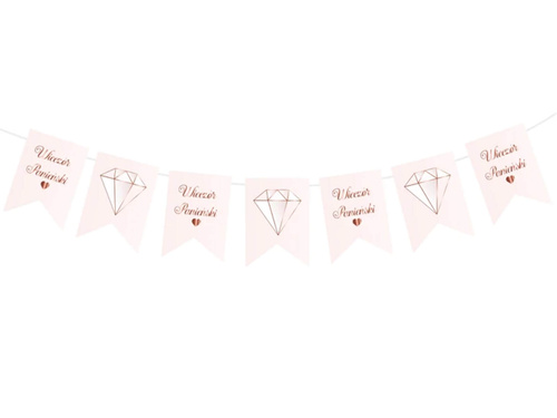 Baner na wieczór panieński Diament różowy - 250 cm - 1 szt.