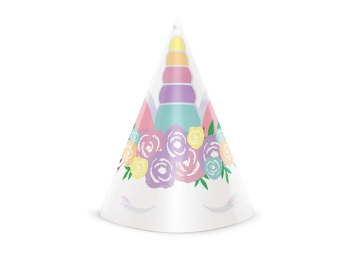 Czapeczki urodzinowe Jednorożec - 6 szt.