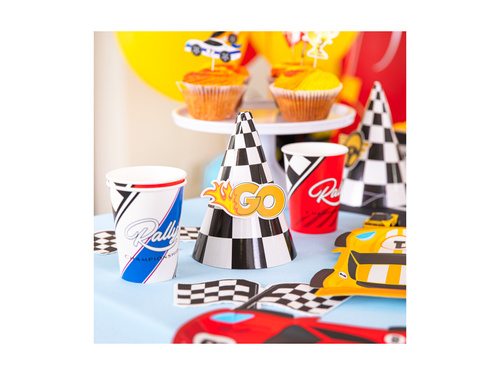 Czapeczki urodzinowe Wyścigówki - 16x10 cm - 6 szt.