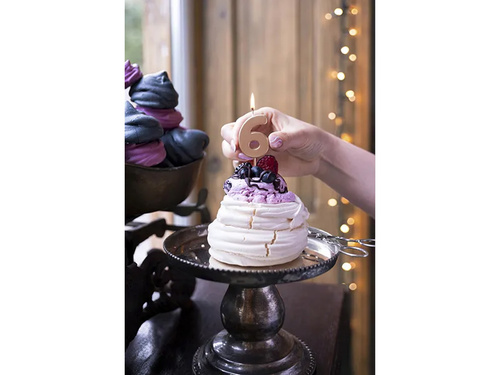 Świeczka cyferka sześć różowe złoto - 6 - 1 szt.