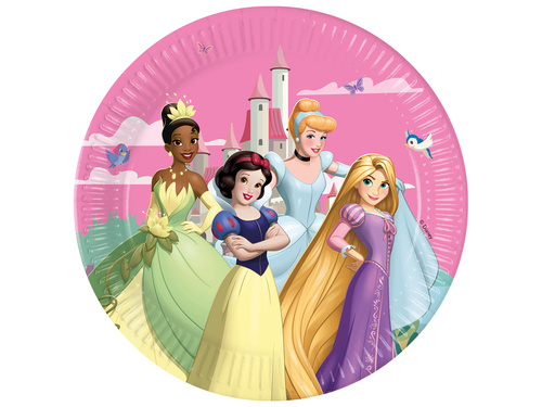 Talerzyki papierowe Princess - Księżniczka - 23 cm - 8 szt.