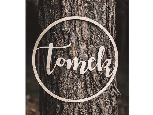 Duże zawieszki obręcze drewniane personalizowane - 44 cm - 2 szt.