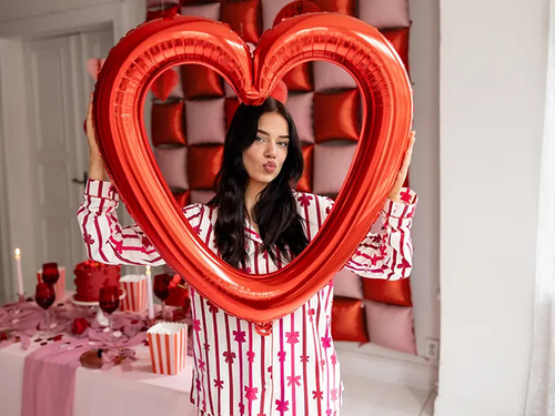 Balon foliowy Serce czerwone ramka do zdjęć - 73 x 72 cm - 1 szt.