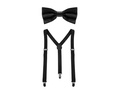 Czarny zestaw akcesoriów szelki z dużą muszką - 2 szt.