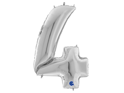 Balon foliowy cyfra 4 srebrna - 163 cm - 1 szt.
