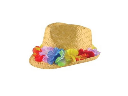 Kapelusz hawajski z kwiatami - 1 szt.