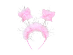 Opaska na głowę motylek różowy z futerkiem