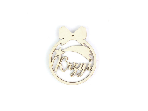 Zawieszka drewniana bombka personalizowana z białym filcem DIY - 12 cm - 1 szt.