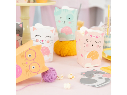 Pudełka na popcorn Kotki - 6 szt.