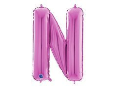 Balon foliowy fuksjowa litera N - 66 cm - 1 szt.