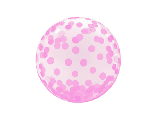 Balon kryształowy z nadrukiem różowego konfetti - 45 cm - 1 szt.