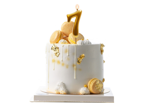 Świeczka cyferka metaliczna złota - 7 - siedem - 1 szt.