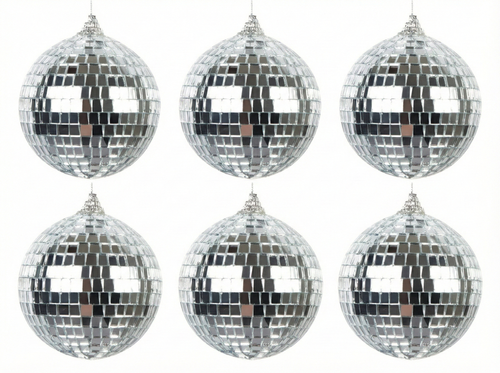 Kula dyskotekowa srebrna - 8 cm - 6 szt.