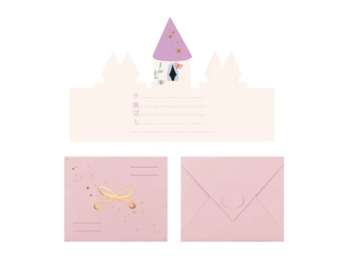 Zaproszenia urodzinowe z kopertami Zamek - 6 szt.