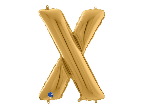 Balon foliowy złota litera X - 66 cm - 1 szt.