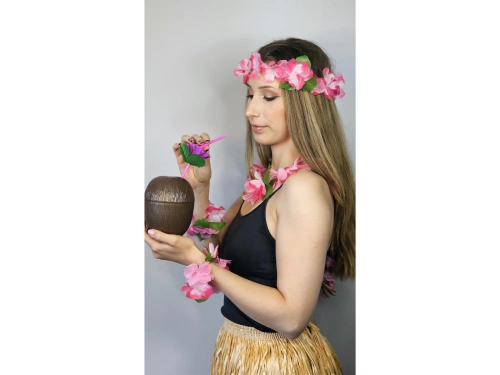 Zestaw hawajski biało-różowy - 4 elementowy