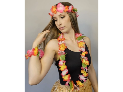 Zestaw hawajski pomarańczowo-różowy - 4 elementowy