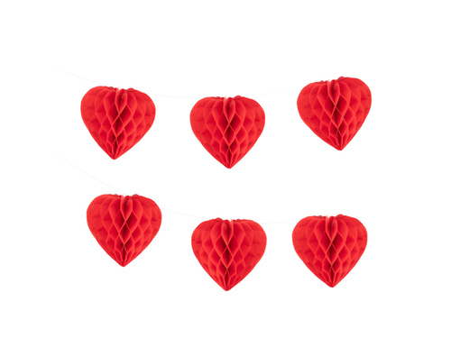 Girlanda papierowa rozetki Serca - 150 cm - 1 szt.