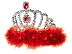 Tiara diadem z czerwonym futerkiem - 1 szt..
