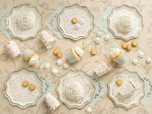 Talerzyki papierowe Kwiaty - 20 cm - 6 szt.