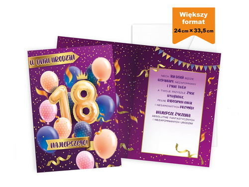 Kartka na osiemnaste urodziny - 1 szt.