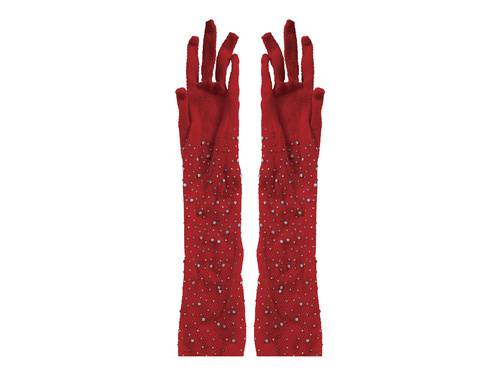 Rękawiczki czerwone z kryształkami