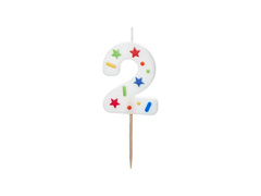 Świeczka cyferka dwa Konfetti - 2 - 1 szt.